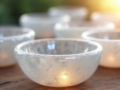 Kristall-Klangschalen für eine Sound-Healing-Sitzung.
